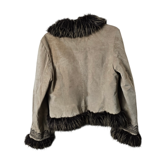 Weatherproof Garment Co. Vtg  Suede Leather Tan Embroidered Penny Lane Coat M - Picture 4 of 17